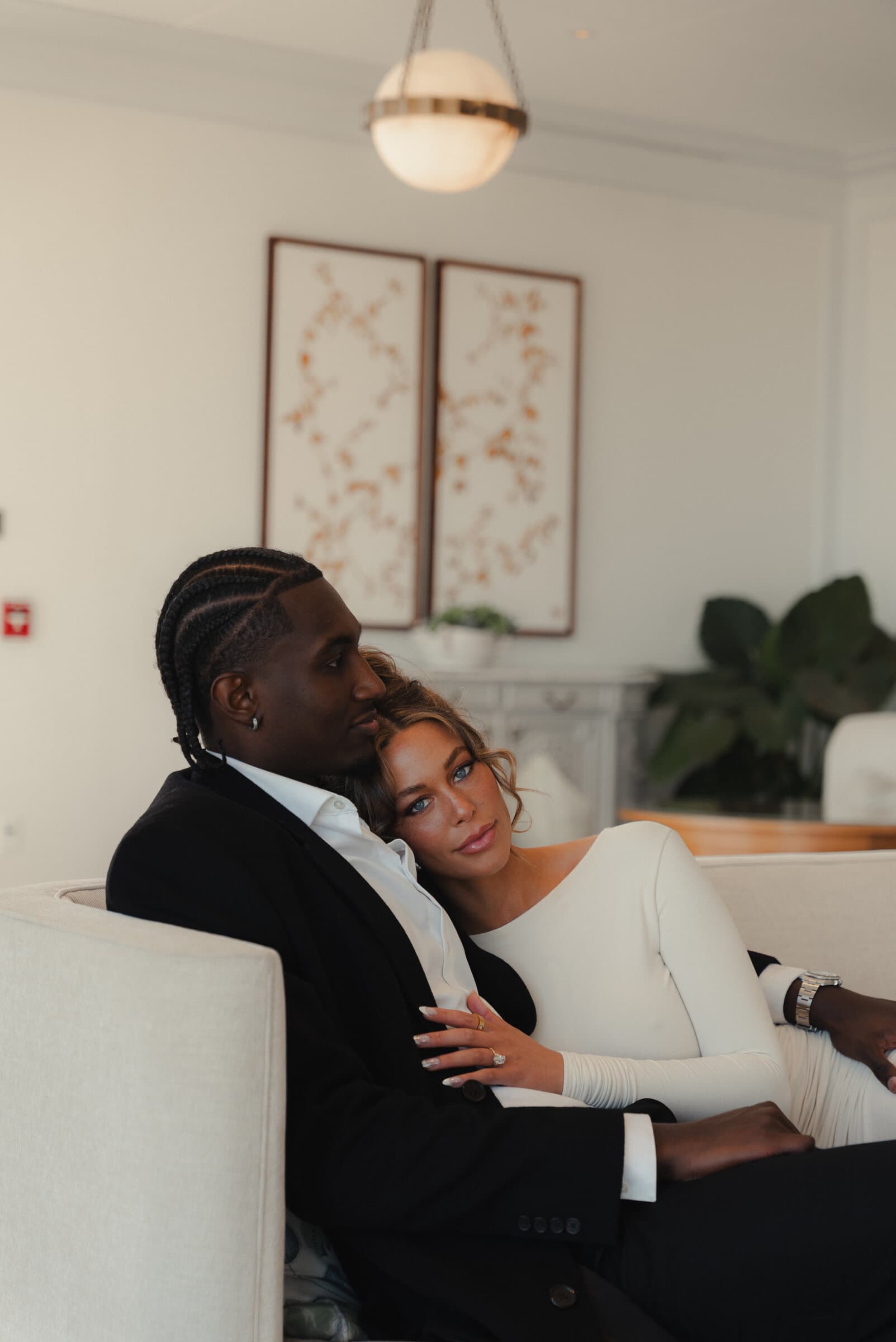 A quiet moment between the couple indoors